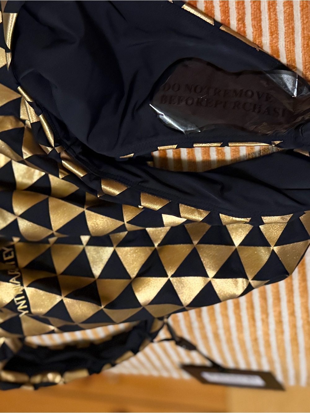 NWT Cynthia Rowley Olympia Black Gold Foil One Piece Swimsuit SIZE MEDIUM - Picture 9 of 16
